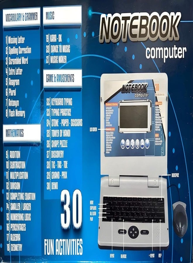 Edtepy جهاز كمبيوتر محمول تعليمي للأطفال من إدتيبي، مع 30 نشاطًا ترفيهيًا، وشاشة LCD، ولوحة مفاتيح وفأرة، وألعاب موسيقية ورياضية وإملائية - كمبيوتر محمول تعليمي مبكر للأطفال من عمر 3 سنوات فما فوق (قطعة واحدة، متعددة الألوان) - Image 3